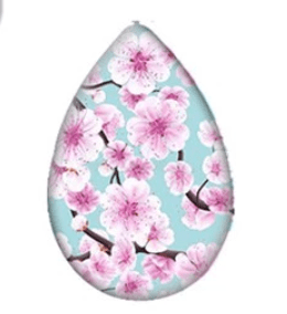 Sundaylace Creations & Bling Resin Gems 18*25mm Cherry Bloom on Sky Blue Floral Print Acrylic Teardrop, Glue on, Resin Gem