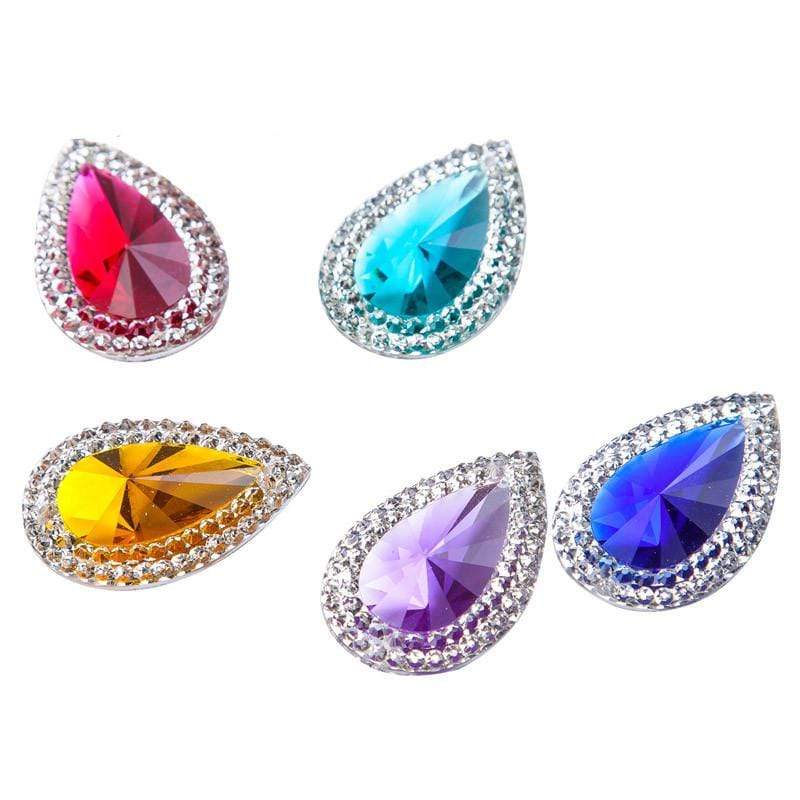 Sundaylace Creations & Bling Resin Gems 18*25mm Colourful Jewels with Crystal Edging Resin Teardrop