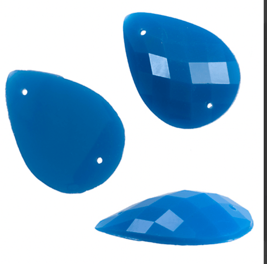 John Beads Resin Gems 18*25mm Electric Blue Teardrop Sew-on, Resin gems