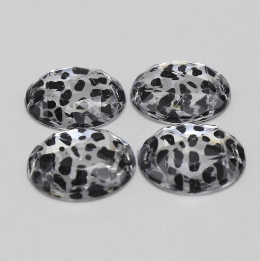 Sundaylace Creations & Bling Resin Gems 18*25mm Grey-Black Leopard Animal Print Oval, Sew on, Resin Gems