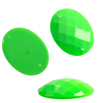 John Beads Resin Gems 18*25mm Lime Green Oval, Sew-on, Resin gems