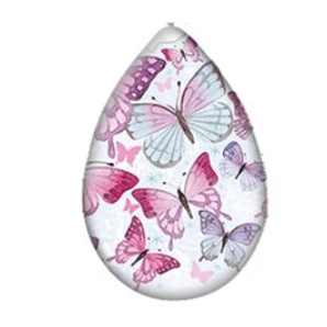 Sundaylace Creations & Bling Resin Gems 18*25mm Pink Purple Butterfly Print Acrylic Teardrop, Glue on, Resin Gem