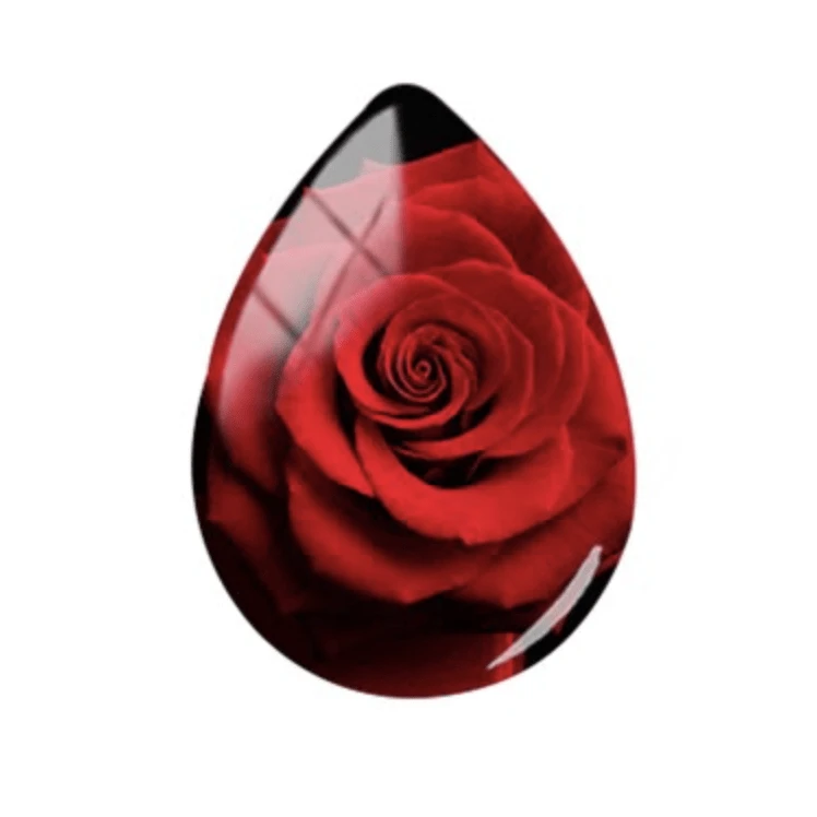 Sundaylace Creations & Bling Resin Gems 18*25mm Rose Image in Acrylic Teardrop, Glue on, Resin Gem