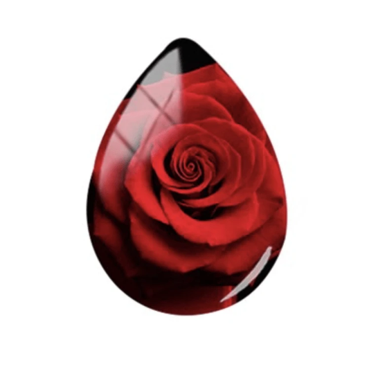 Sundaylace Creations & Bling Resin Gems 18*25mm Rose Image in Acrylic Teardrop, Glue on, Resin Gem