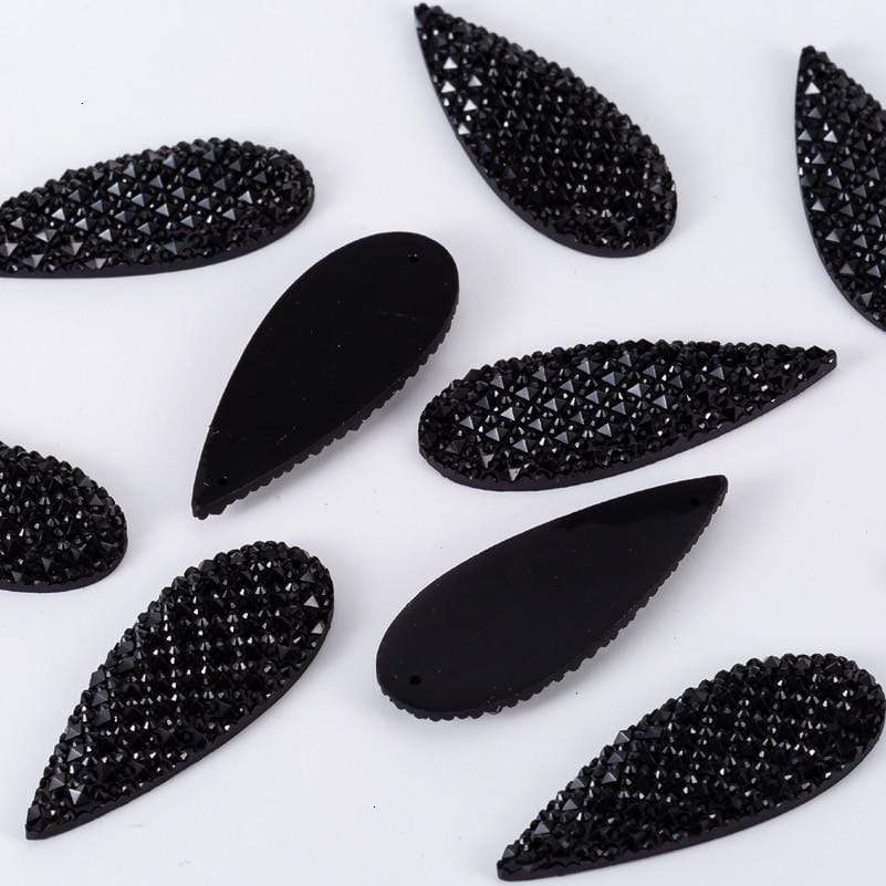 Sundaylace Creations & Bling Resin Gems 18*47mm Black or White AB Dot Texture, Large Gem Teardrop, Sew on, Resin Gem