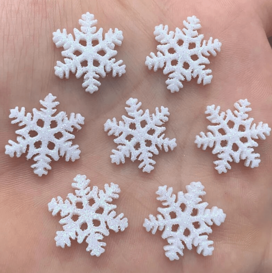 Sundaylace Creations & Bling Resin Gems 18mm Snowflake 18mm & 20mm White AB Snowflake Shaped,  Glue on Resin Gem (Sold in Pair)
