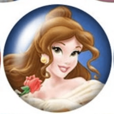 Sundaylace Creations & Bling Resin Gems 18mm Belle with Rose 18mm Princesses Cartoon Character Acrylic Round Glass, Glue on, Resin Gem (Sold in Pair)