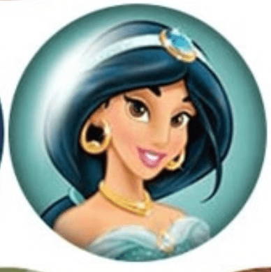 Sundaylace Creations & Bling Resin Gems 18mm Princess Jasmine 18mm Princesses Cartoon Character Acrylic Round Glass, Glue on, Resin Gem (Sold in Pair)