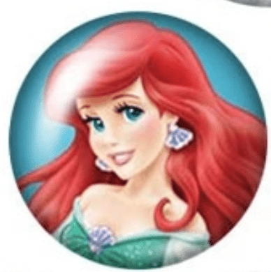 Sundaylace Creations & Bling Resin Gems 18mm Ariel in Green Dress 18mm Princesses Cartoon Character Acrylic Round Glass, Glue on, Resin Gem (Sold in Pair)