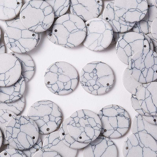 Sundaylace Creations & Bling Stone Gem 18mm White Circle Stone Slab Gem with one hole