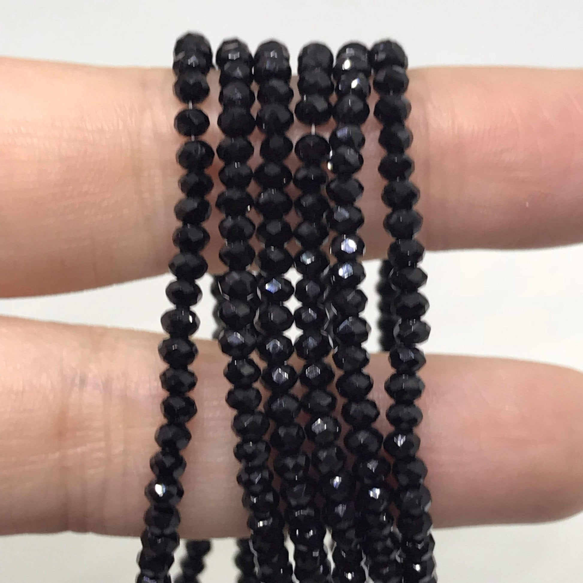 Sundaylace Creations & Bling Rondelle Beads 2*3mm 2*3mm and 4mm Black Opaque Rondelle *round beads* Beads