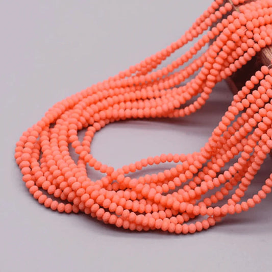 Sundaylace Creations & Bling Rondelle Beads 2*3mm Coral Orange MATTE Rondelle Beads (~175 pcs)