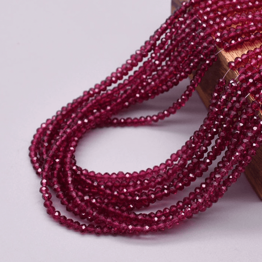 Sundaylace Creations & Bling Rondelle Beads 2*3mm Dark Raspberry Pink Luster Glass Rondelle Beads *Loose ~170 pcs*