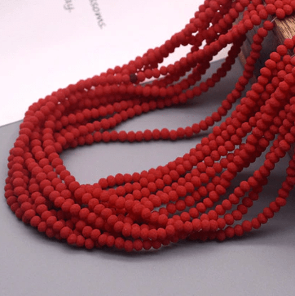 2*3mm Dark Red MATTE Rondelle Beads (~175 pcs) Rondelle Beads