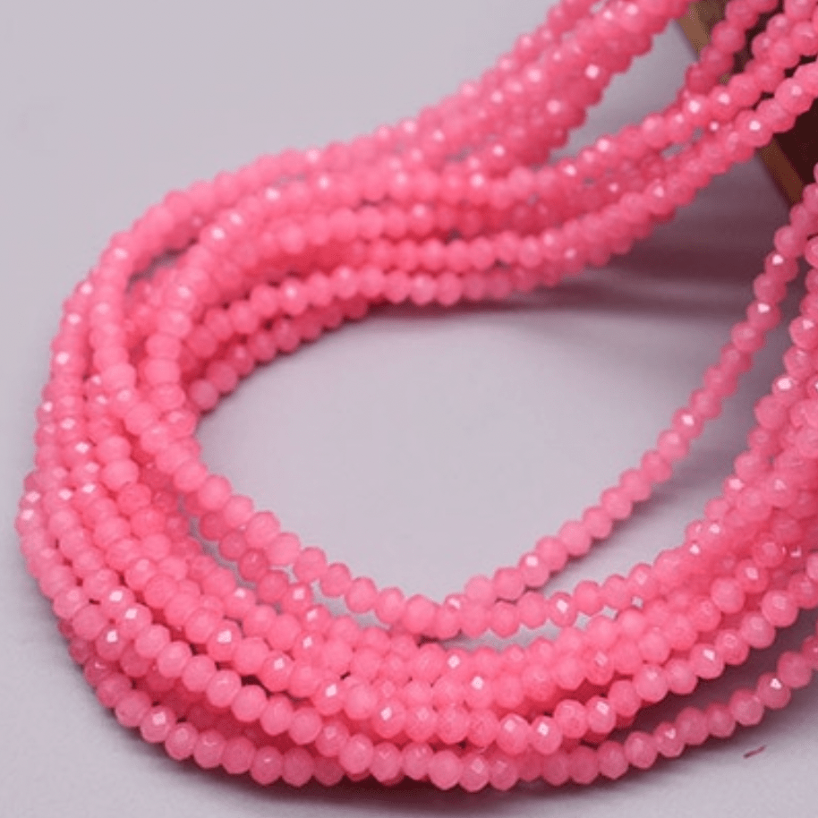 Sundaylace Creations & Bling Rondelle Beads 2*3mm Opal Bubblegum Pink Luster Glass Rondelle Beads *Loose ~170 pcs*