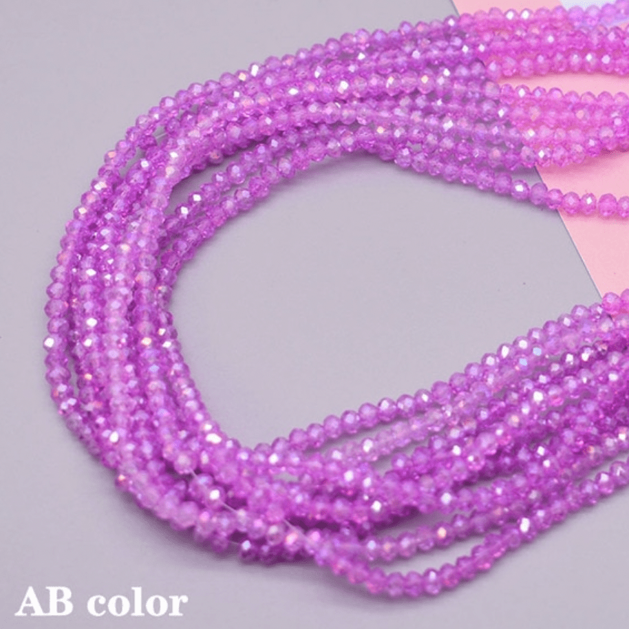 Sundaylace Creations & Bling Rondelle Beads 2*3mm Orchid Pink AB Luster Glass Rondelle Beads *Loose ~170 pcs*