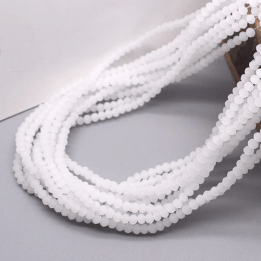 2*3mm White MATTE Rondelle Beads (~175 pcs) Rondelle Beads