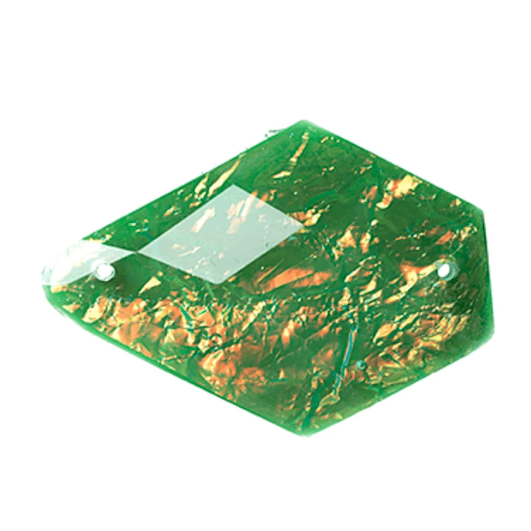 Sundaylace Creations & Bling Resin Gems 20*28mm Emerald Green Opal Mixed Colours, Coffin Drop Shape Dichroic Style, Sew on, Resin Gem