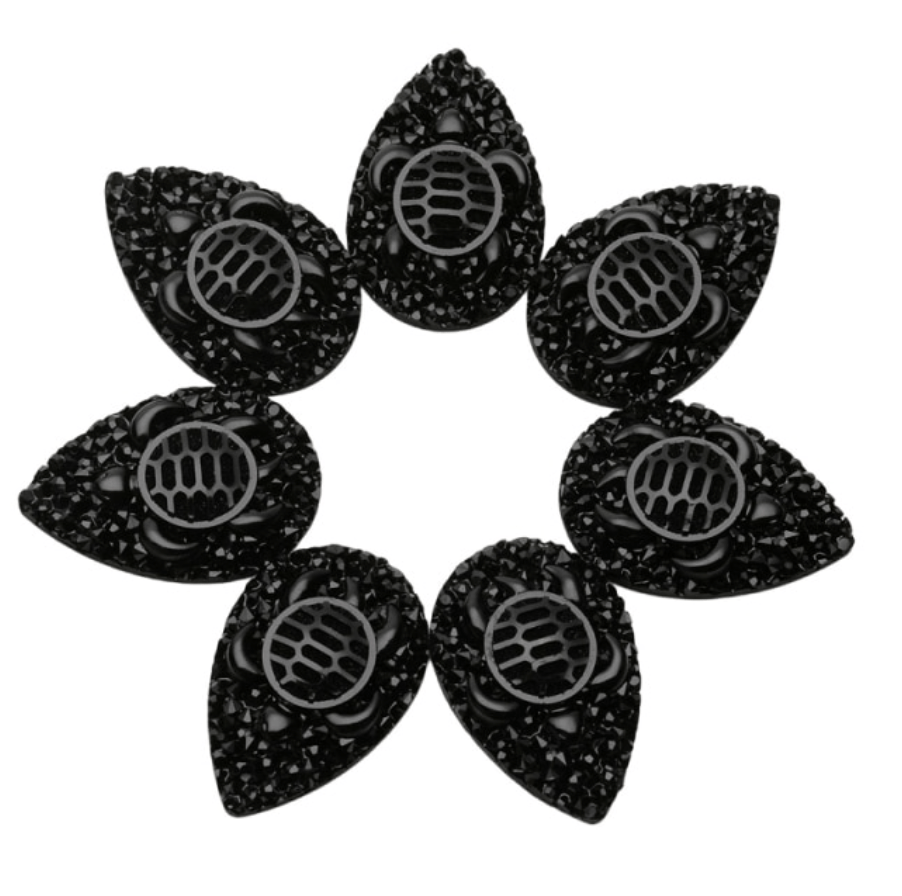 Sundaylace Creations & Bling Resin Gems Black Turtle 20*30 Swimming Turtles Pattern on Teardrop, Sew on, Resin Gems