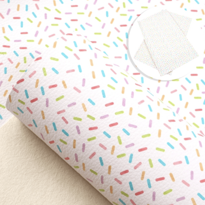 Sundaylace Creations & Bling Basics 20*30cm Birthday Confetti on White Smooth Printed Finish, Long Leatherette Sheets
