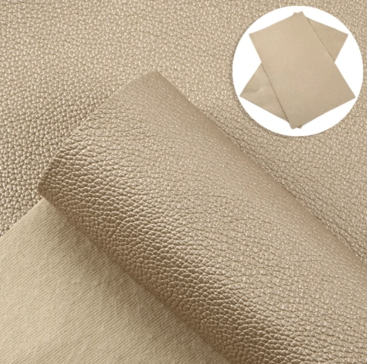 Leatherette Basics 20*30cm Champagne Tan Pearl Metallic Faux Leather Texture Finish, Long Leatherette Sheet