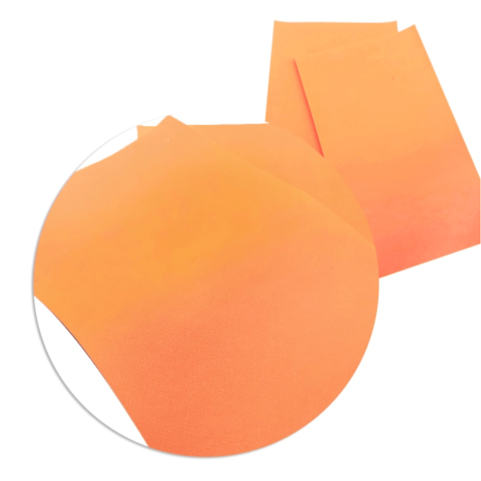 Leatherette Basics Neon Orange Leatherette 20*30cm Highlighter Neon Leather Texture Finish, Long Leatherette Sheet