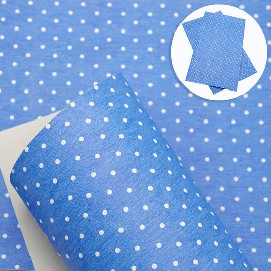 Sundaylace Creations & Bling Basics 20*30cm Light Blue Polkadot Smooth Printed Finish, Long Leatherette Sheets