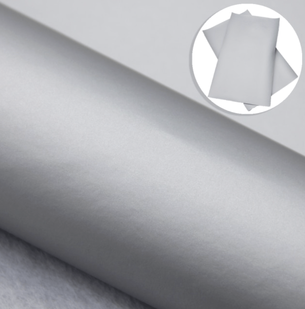 Sundaylace Creations & Bling Basics 20*30cm Metallic Grey Tinfoil MATTE Smooth Texture Finish, Thin Leatherette Sheet