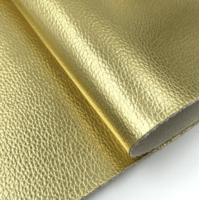 Leatherette Basics Gold Metallic Reflective 20*30cm Silver/ Gold Metallic Faux Leather Texture Finish, Reflective Long Leatherette Sheet