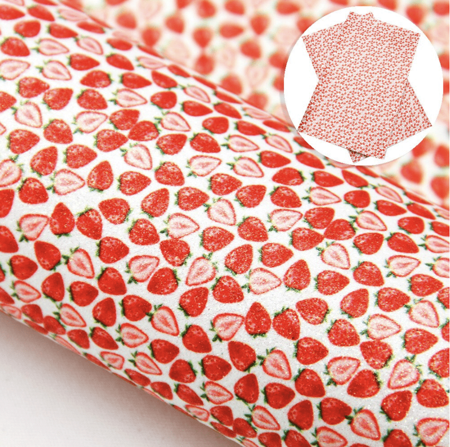 Leatherette Basics 20*30cm Strawberry Glitter Printed Leatherette Sheet, Basics