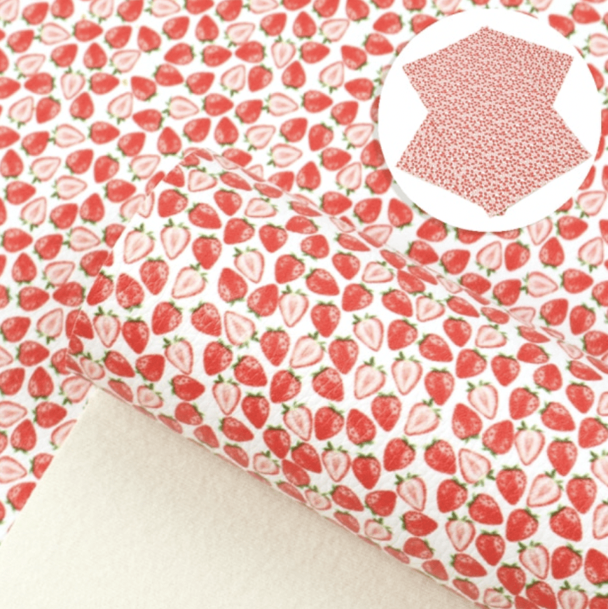 Leatherette Basics Regular Strawberry Print Leatherette 20*30cm Strawberry Glitter Printed Leatherette Sheet, Basics