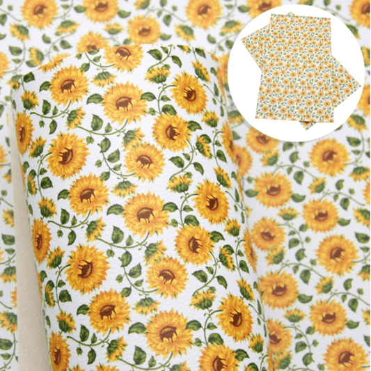 Leatherette Basics 20*30cm Sunflower Background Printed Leatherette Sheet, Long Leatherette Sheet