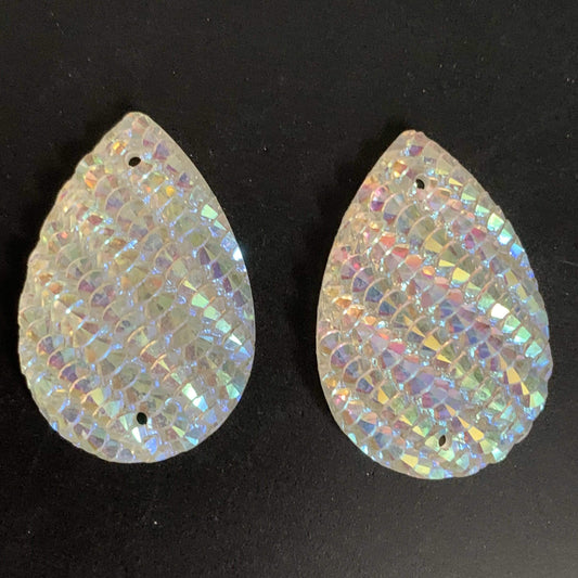 Sundaylace Creations & Bling Resin Gems 20*30mm AB Crinkle Angel Wing Texture Large Teardrop, Sew on, Resin Gem