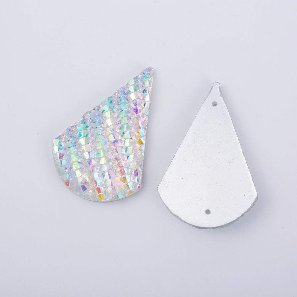 Sundaylace Creations & Bling Resin Gems White AB 20*30mm AB White/Pink/Aqua/Purple Pendent Droplet Syle Resin Gem, Sew on