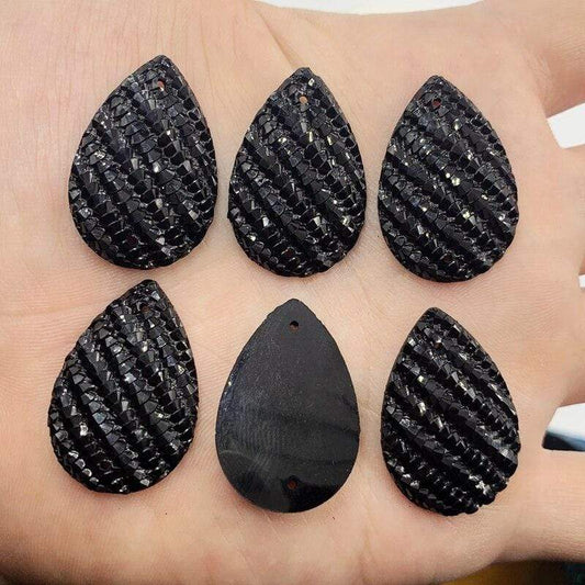 Sundaylace Creations & Bling Resin Gems 20*30mm Black Angel Wing Texture, Teardrops, Sew on, Resin Gem