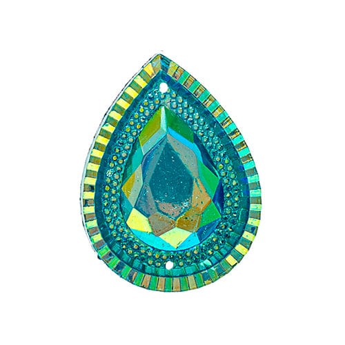 Sundaylace Creations & Bling Resin Gems 30*40mm Turquoise AB Piikki Stones Large Teardrop, Resin Gem, Sew-On