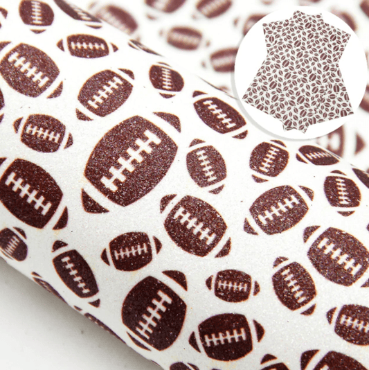 Leatherette Basics 20*33cm Brown and White Football Themed Fine Glitter, Leatherette Sheets