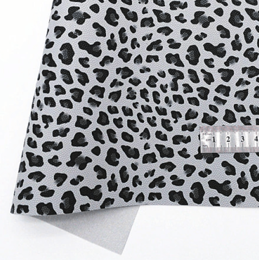 Leatherette Basics 20*33cm Grey & Black Leopard sheepskin Faux Leather Texture, Long Leatherette Sheet Basics
