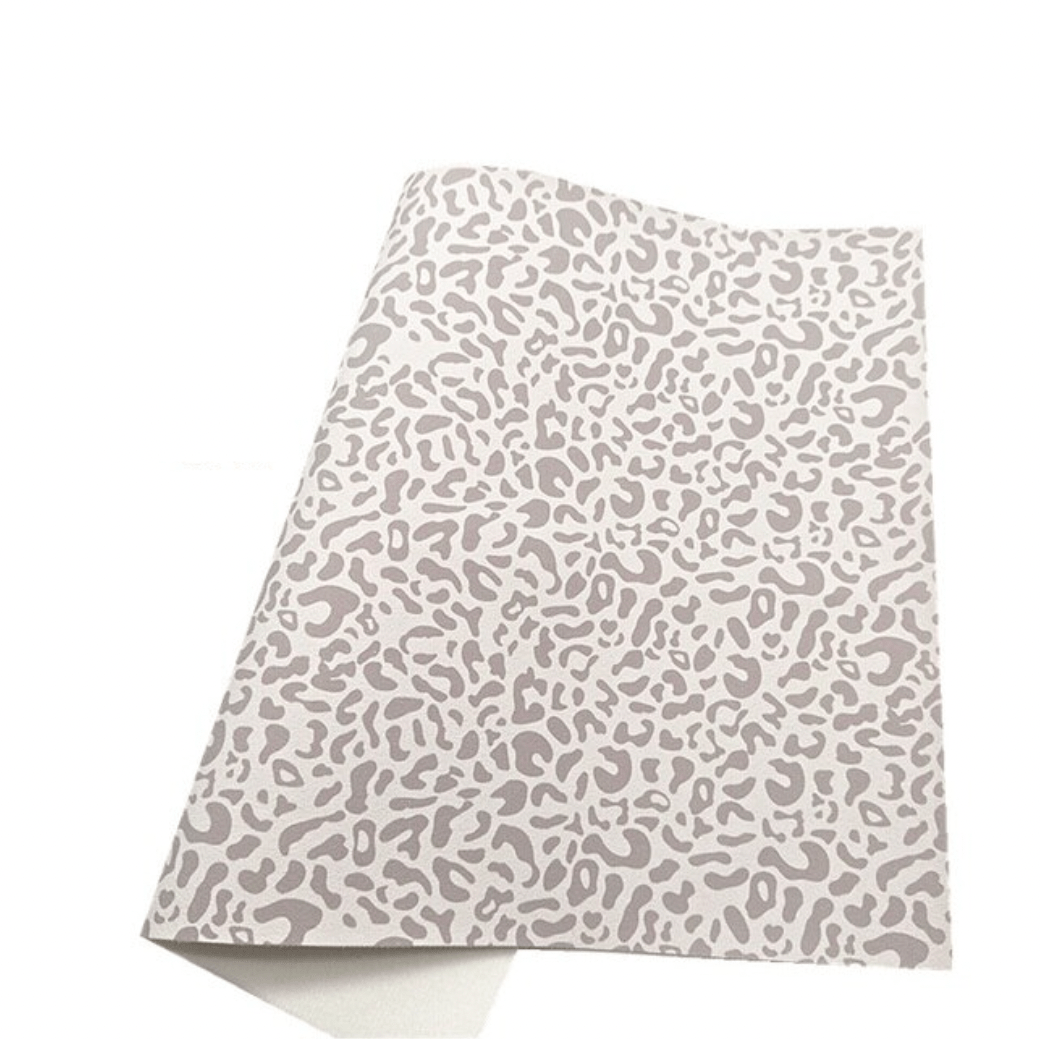 Leatherette Basics 20*33cm Light Grey Leopard Suede Printed Long Leatherette Sheet Basics