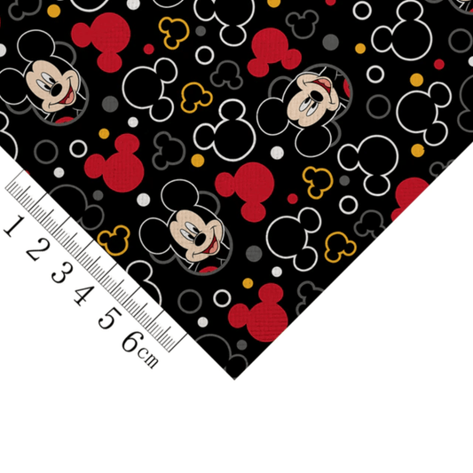 20*33cm  Mickey Ears on Black Cartoon Print Background Long Leatherette Sheet Basics