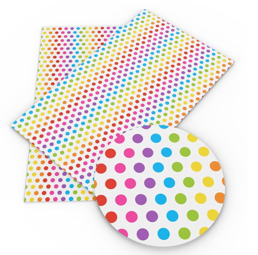 Leatherette Basics 20*33cm Rainbow Candy Dots Print on Printed Leatherette Sheet