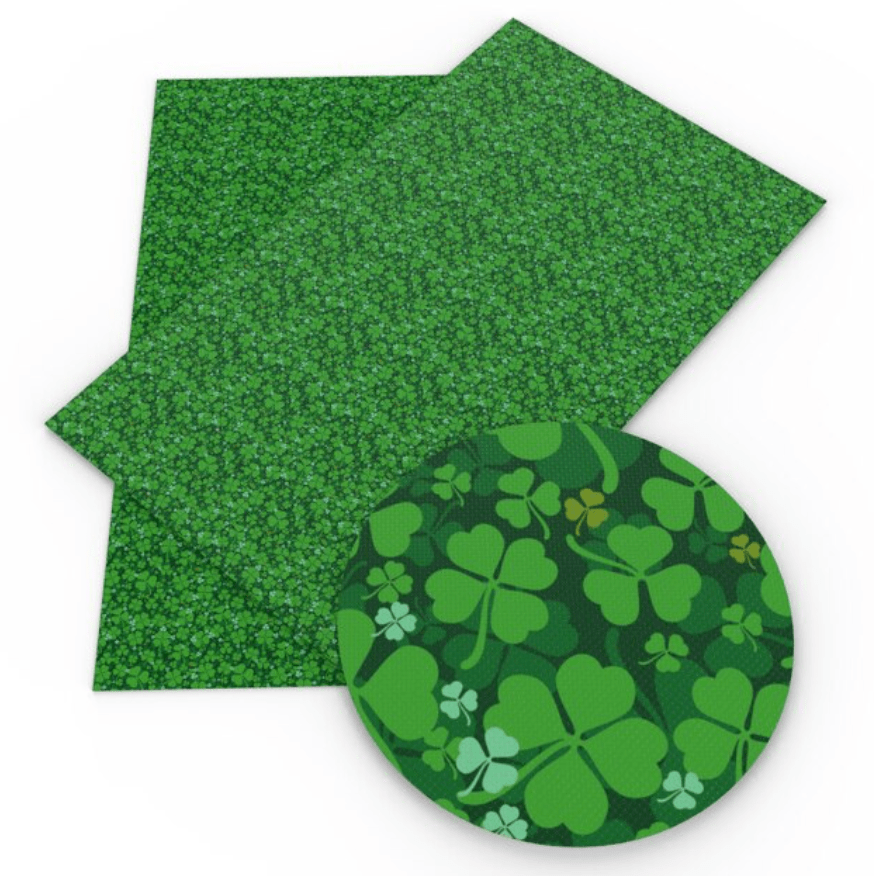 Sundaylace Creations & Bling Basics 20*33cm Saint Patrick Day Green Clovers Background Printed Acrylic Leatherette Sheet