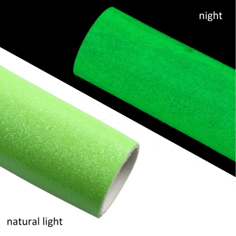 Leatherette Basics Glitter Neon Green- Glow Green 20*33cm Smooth Glitter GLOW IN DARK NEON Colours, Long Leatherette Sheet, Basics