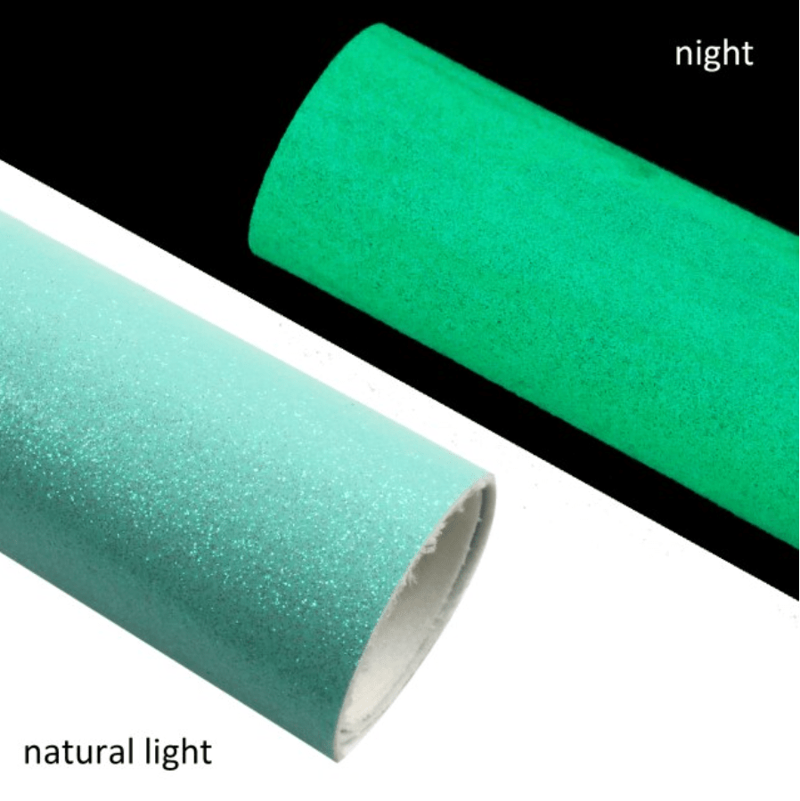 Leatherette Basics Glitter Neon Turquoise- Glow Teal 20*33cm Smooth Glitter GLOW IN DARK NEON Colours, Long Leatherette Sheet, Basics