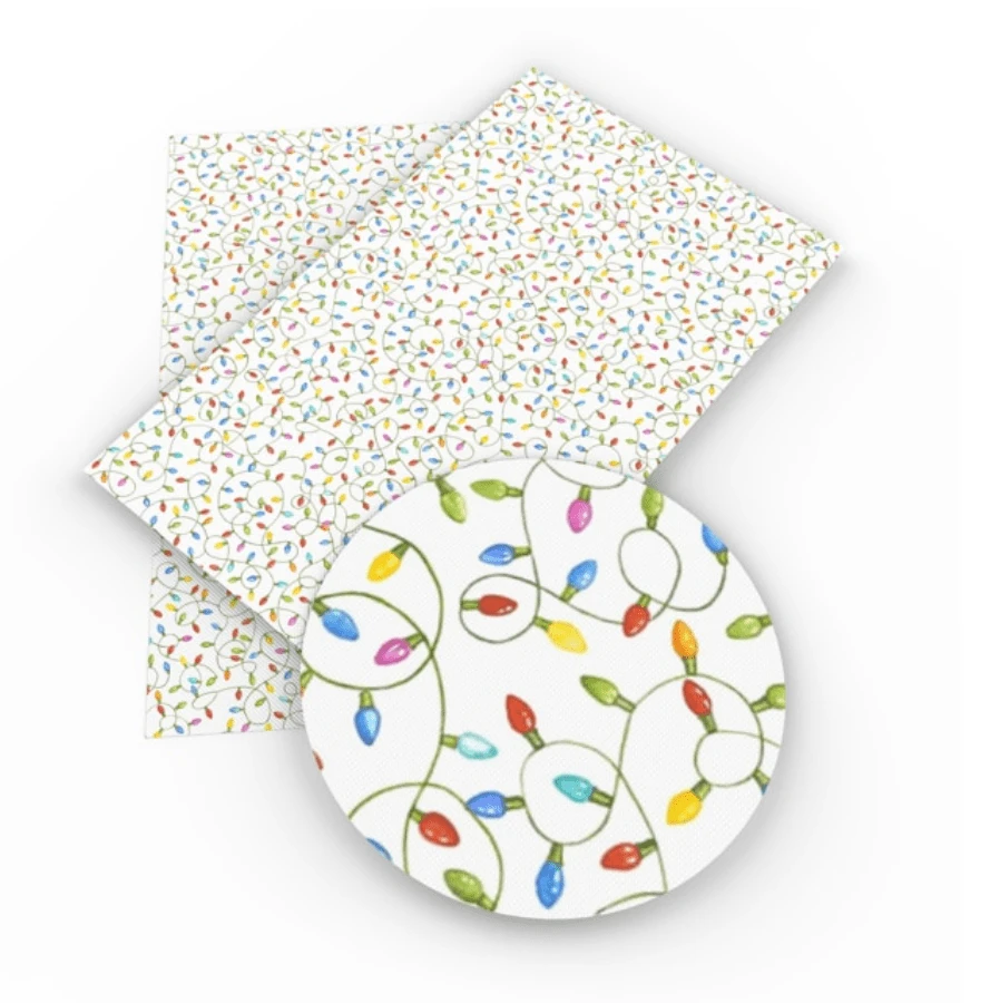 Sundaylace Creations & Bling Basics 20*33cm String of Christmas Lights on white background on Printed Long Leatherette Sheet, Basics