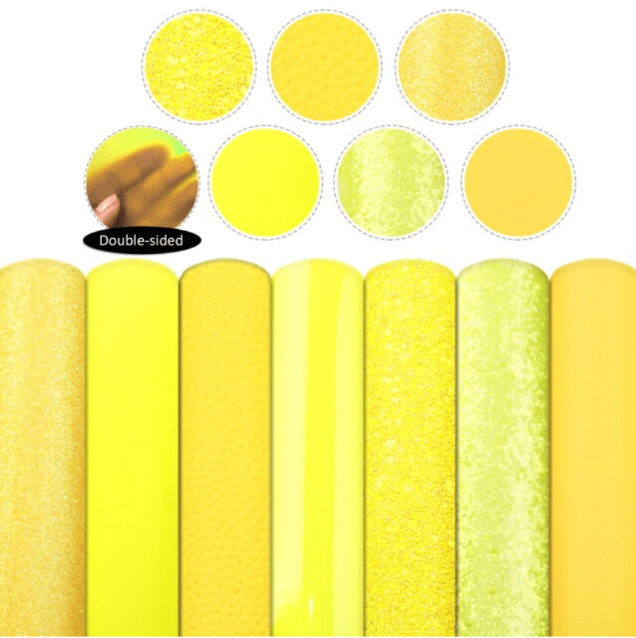 Leatherette Basics 20*33cm Sunshine Yellow 7 Full Sized Sheet Set with Various Textures Leatherette Sheets *SET*, Promotions