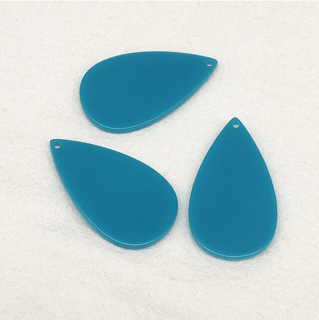 Sundaylace Creations & Bling Neon Blue 20*35mm Large Neon Teardrop Acrylic, Top hole, Resin Gems (Sold in Pair)