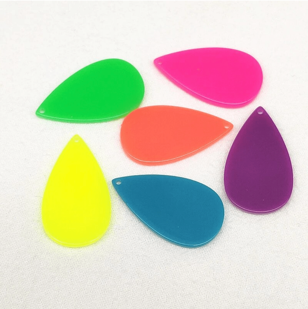 Sundaylace Creations & Bling 20*35mm Large Neon Teardrop Acrylic, Top hole, Resin Gems (Sold in Pair)
