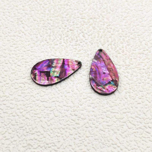 20*35mm, Pink Abalone Shell Drop, Mixed Abalone Shell Print Gem Rounded Teardrop, one hole, Acrylic Resin Gems, Resin Gem, (Sold in Pair)