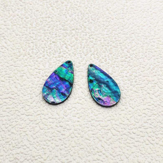 20*35mm, Light Blue Abalone Shell Drop, Mixed Abalone Shell Print Gem Rounded Teardrop, one hole, Acrylic Resin Gems, Resin Gem, (Sold in Pair)